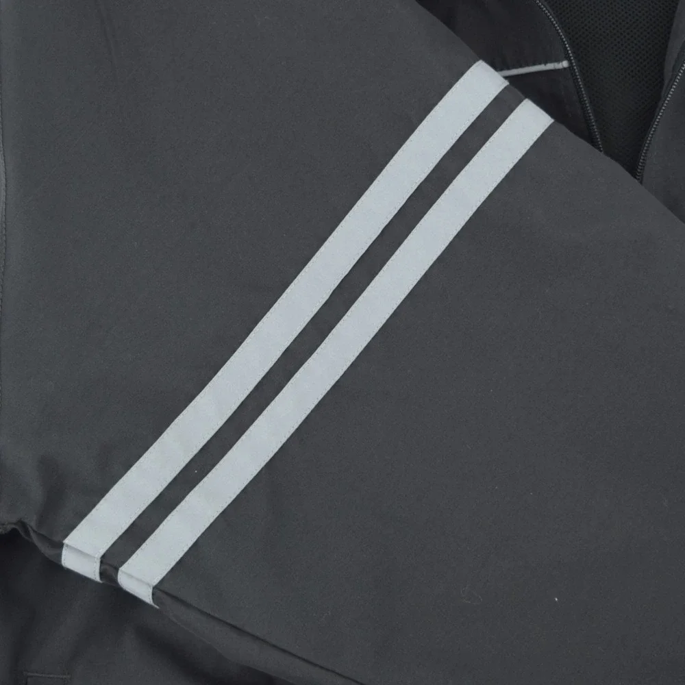 Vintage On Line Windbreaker Jacket Men XXL Black Dual Stripe Full Zip Mesh Lined